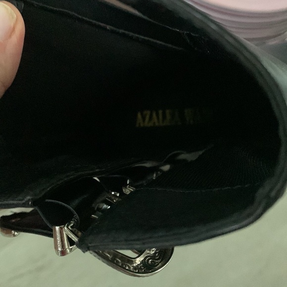 Azalea Wang Hamilton Leather buckles black Boots‎ moto size 10 high heels - Picture 16 of 16